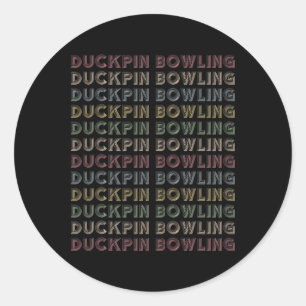 Retro Duckpin Bowling Repetitive Vintage Bowler Classic Round Sticker