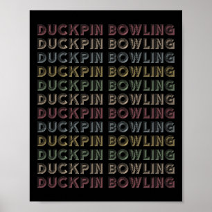Retro Duckpin Bowling Repetitive Vintage Bowler Poster