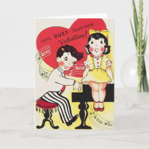 Retro Duet Love Song Valentine Holiday Card