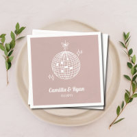 Retro Dusty Pink Disco Wedding Decor Napkins