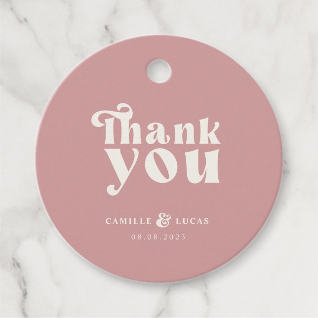 Retro Dusty Rose Favour Tags (Front)