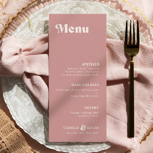 Retro Dusty Rose Rust Wedding  Menu