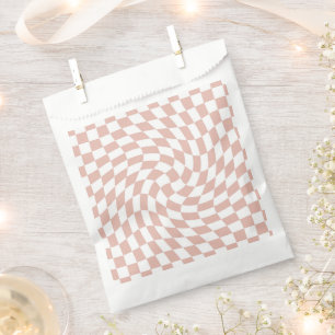 Retro Dusty Rose Sand Pink Checks Chequered Favour Bags