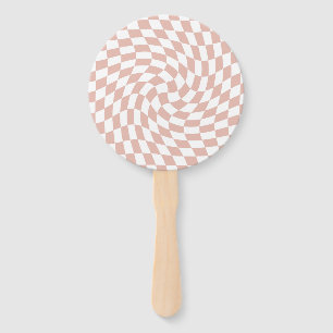 Retro Dusty Rose Sand Pink Chequered Wedding Hand Fan