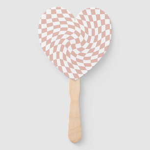 Retro Dusty Rose Sand Pink Chequered Wedding Hand Fan
