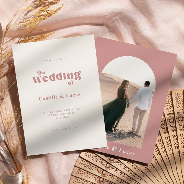 Retro Dusty Rose Wedding Party Invitation (Creator Uploaded)