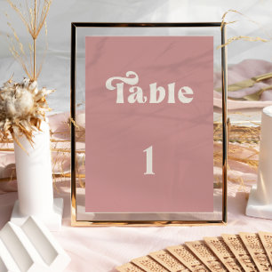 Retro Dusty Rose Wedding table number