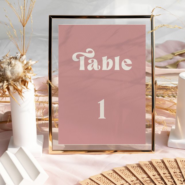 Retro Dusty Rose Wedding table number (Creator Uploaded)