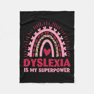 Retro Dyslexia Is My Superpower Dyslectic Reading  Fleece Blanket