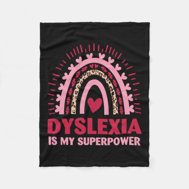 Retro Dyslexia Is My Superpower Dyslectic Reading  Fleece Blanket (Front)