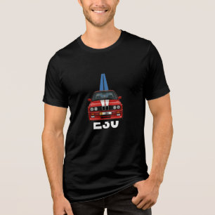 Retro E30 Classic Red Sports Car Tri-Blend Shirt