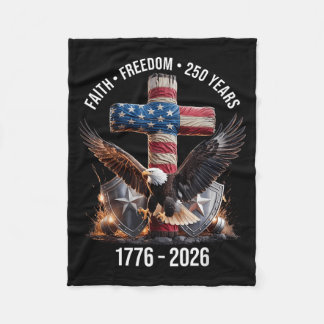 Retro Eagle Faith - Freedom - 250 Years Christian Fleece Blanket