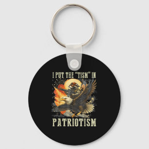 Retro Eagle Raccoon Usa Flag Put The “tism” In Pat Key Ring