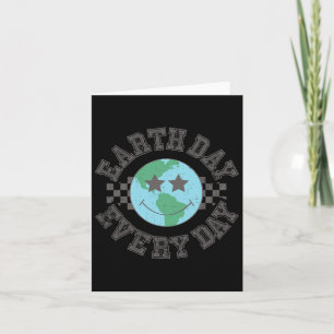 Retro Earth Day Every Day Smile Face Earth Day Apr Card