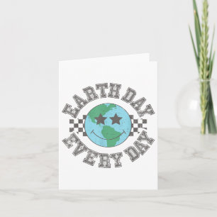 Retro Earth Day Every Day Smile Face Earth Day Apr Card