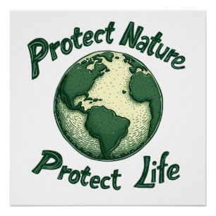 Retro Earth Day – Protect Nature, Protect Life Poster