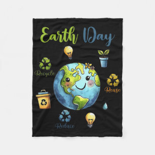 Retro Earth Day Reduce Reuse Recycle  Fleece Blanket