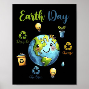 Retro Earth Day Reduce Reuse Recycle  Poster