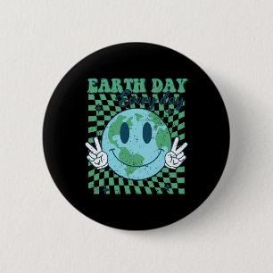 Retro Earth Day Save Planet Trendy Women Teacher K 6 Cm Round Badge