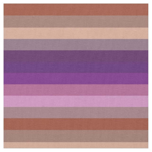 Retro Earth & Plum Horizontal Stripe Pattern Fabric (Close Up)
