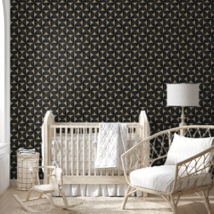 Retro Earth Tone Geometric Half-Moon Wallpaper