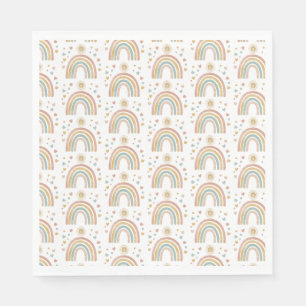 Retro Earthy Colours Watercolor Rainbow Sun Patter Napkin