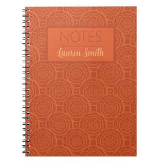 Retro Earthy Orange Mandala Pattern Notebook