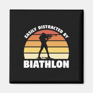 Retro Easily Distracted By Biathlon Biathlete Magnet