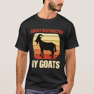Retro Easily Distracted By Goats Vintage Herd Goat T-Shirt