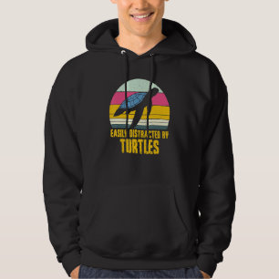 Retro Easily Distracted By Turtles Funny Turtle Lo Hoodie