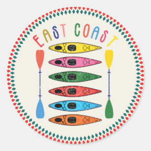 Retro East Coast Kayaking T-Shirt Classic Round Sticker