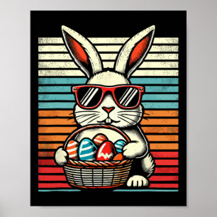 Retro Easter Bunny Men Women Kids Boys Girls Funny Poster
