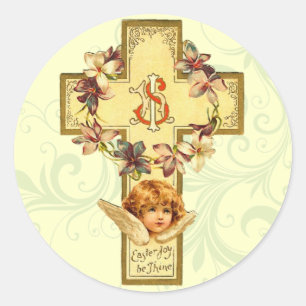 Retro Easter Cross Stickers