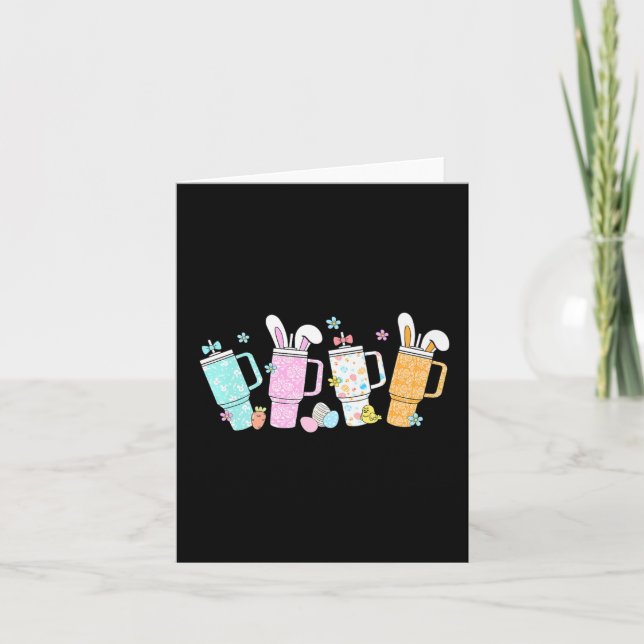 Retro Easter Day Stanley Tumbler Inspired Girls Ki Card (Front)