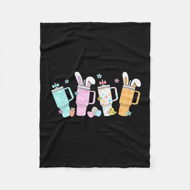 Retro Easter Day Stanley Tumbler Inspired Girls Ki Fleece Blanket (Front)