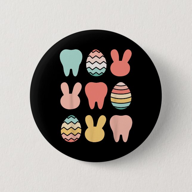 Retro Easter Dentist Dental Istant Oral Hygienist  6 Cm Round Badge (Front)