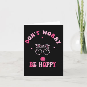 Retro Easter Dont Worry Be Hoppy Cute Bunny Easter Card