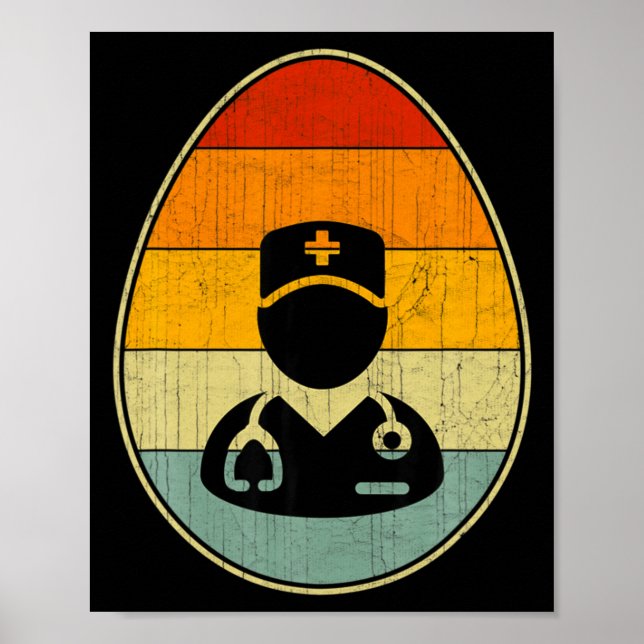 Retro Easter Egg Graphic Funny Easter Day Medical  Poster (Front)