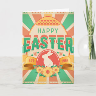 Retro Easter Egg Hunt Holiday Card