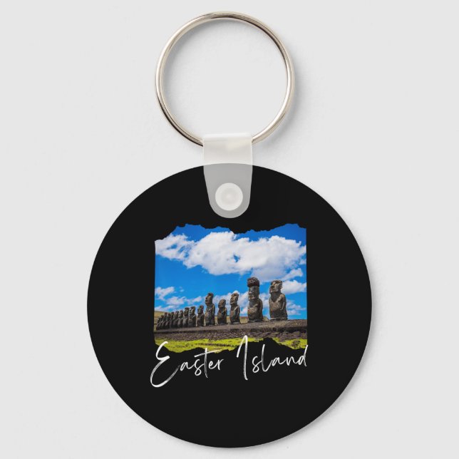 Retro Easter Island  Key Ring (Front)