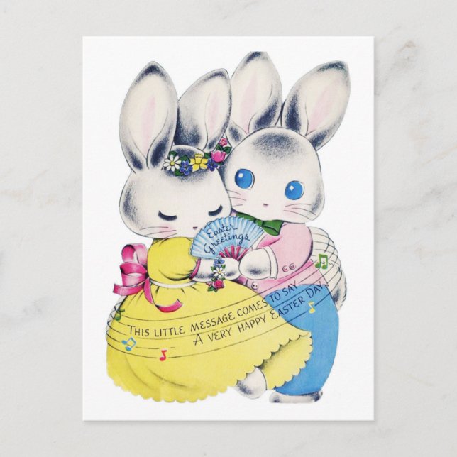Retro Easter Rabbits Postcard (Front)