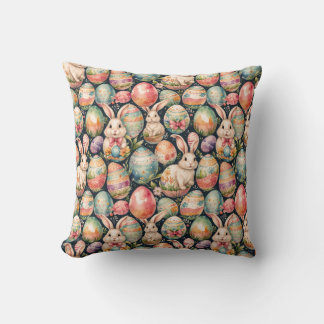 Retro Easter seamless pattern. Watercolor Cushion