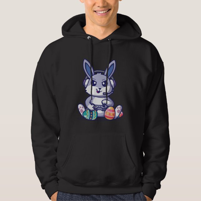 Retro Easter Video Game Easter Gaming Graphics Hap Hoodie (Front)