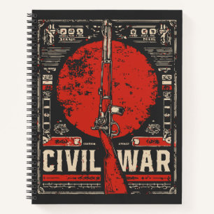 Retro Eastern Civil War American Rifle Portrait Notebook