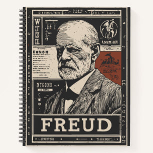 Retro Eastern Freud Psychology Pioneer Portrait Notebook