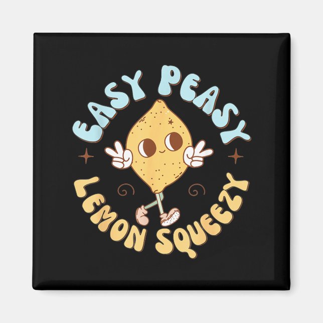 Retro Easy Peasy Lemon Squeezy Hello Summer Magnet (Front)