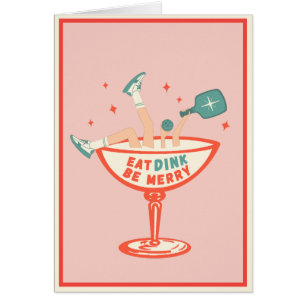 Retro Eat, Dink and Be Merry Pickleball Christmas