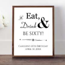 Retro Eat Drink and Be Sixty 60th Birthday