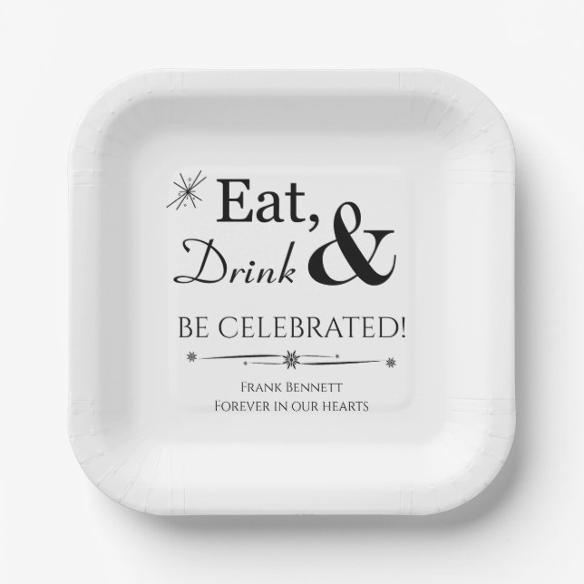 Retro Eat Drink Be Celebrated Celebration of Life Paper Plate (Front)