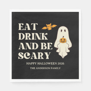  Retro Eat Drink & Be Scarry Spooky Halloween Napkin